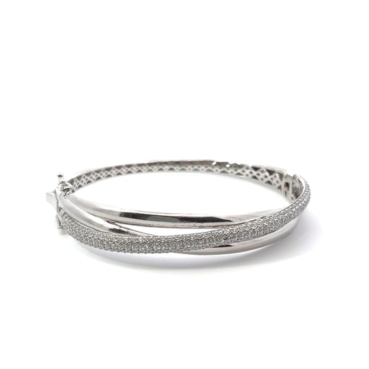 Sterling Silver Cubic Zirconia Bangle Bracelet