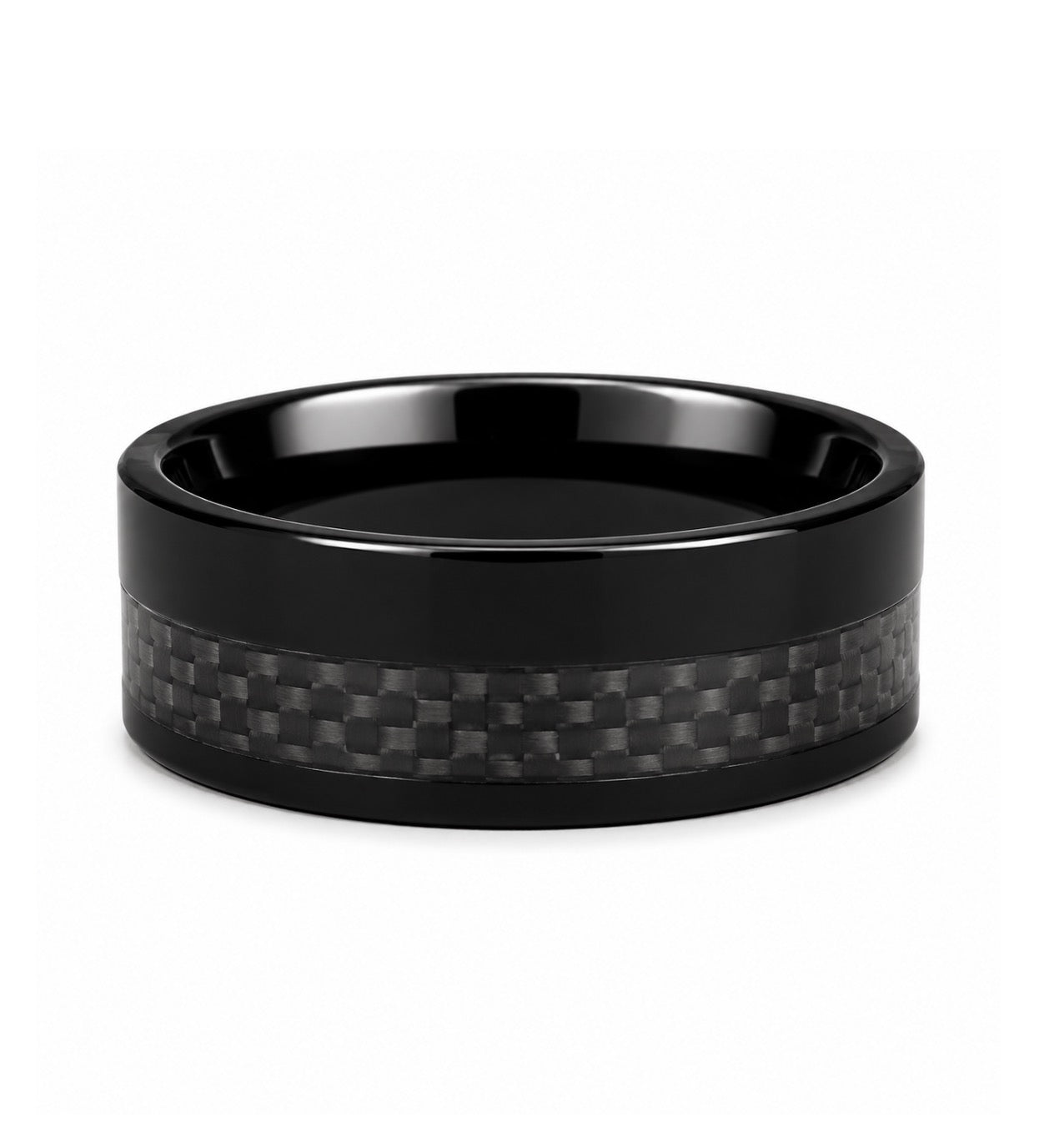 The Phantom Matrix: 8mm Black Tungsten Band with Black Carbon Fiber Inlay