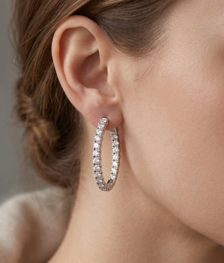 Inside-Out Oval Shape 1 1/4-inch Hoop Earrings