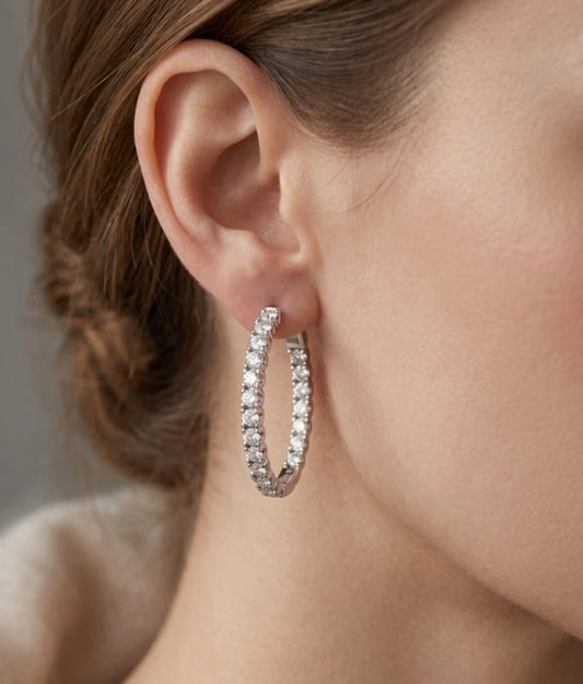 Inside-Out Oval Shape 1 1/4-inch Hoop Earrings