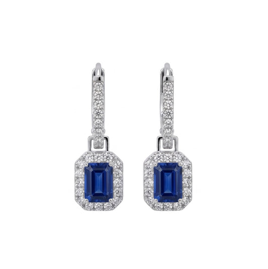 Sterling Silver Emerald Cut Drop Earrings