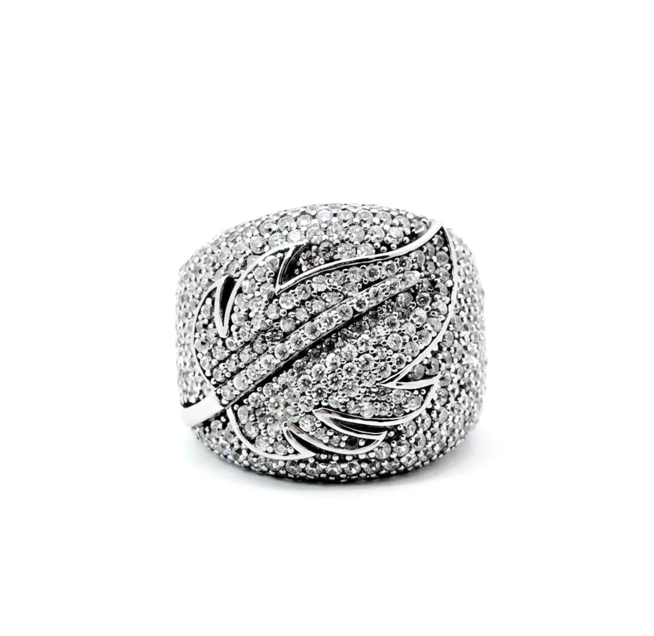 Sterling Silver Design Leaf Cocktail Ring