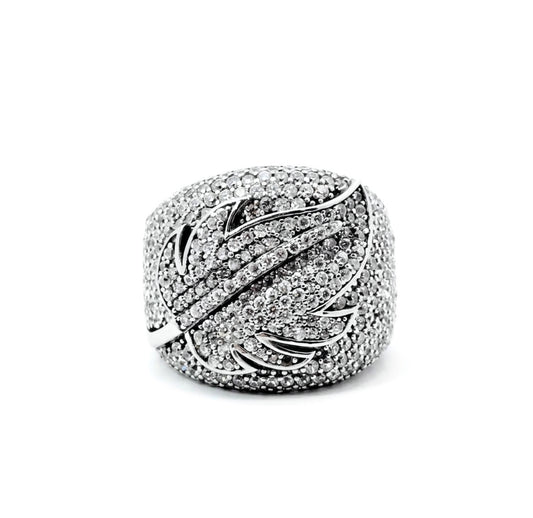 Sterling Silver Design Leaf Cocktail Ring