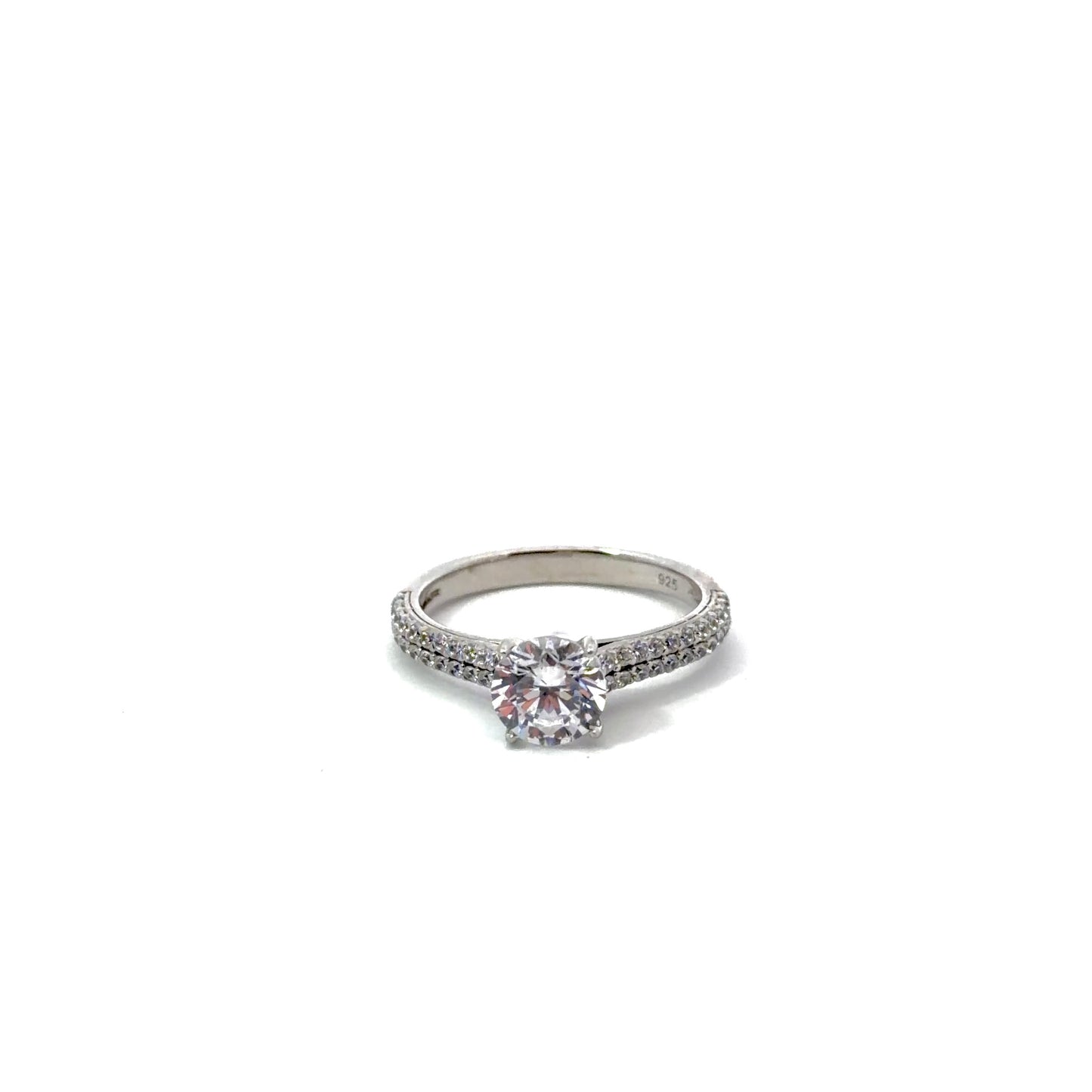 Sterling Silver luxury Solitaire Pavé Ring