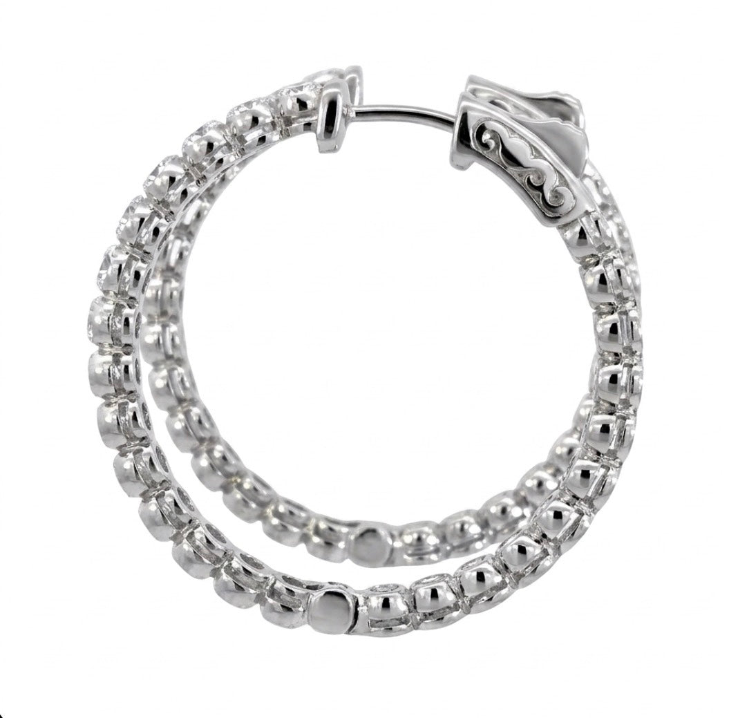 Inside-Out Round Shape 1.20-inch 1.00 ct.Hoop Earrings