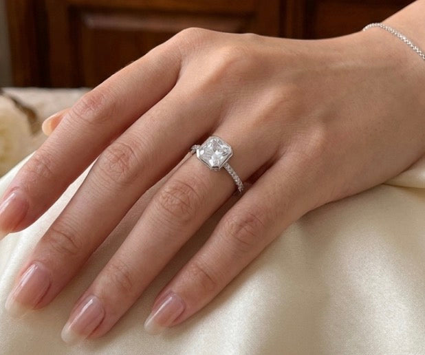 Sterling Silver Contemporary Style Engagement Ring