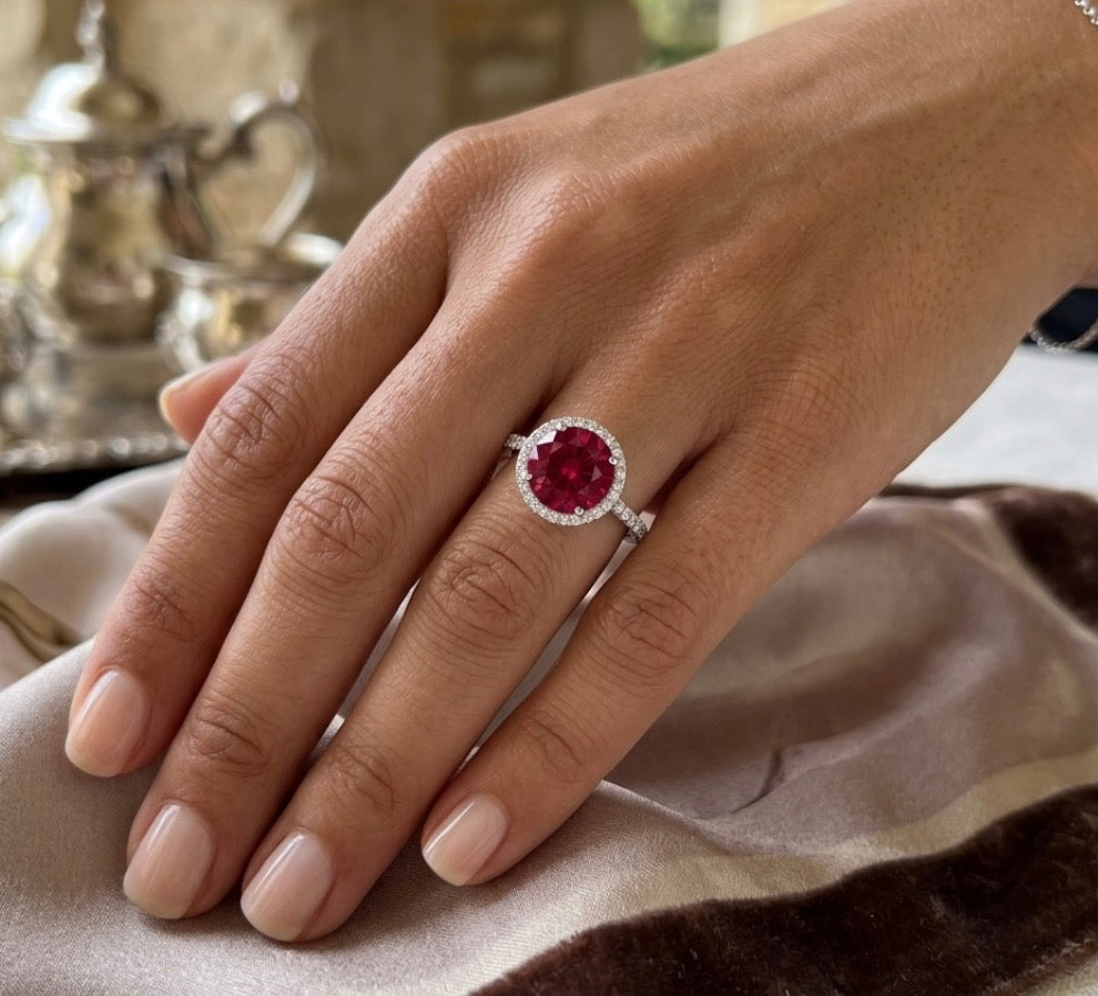 Sterling Silver Brilliant-cut Ruby Ring