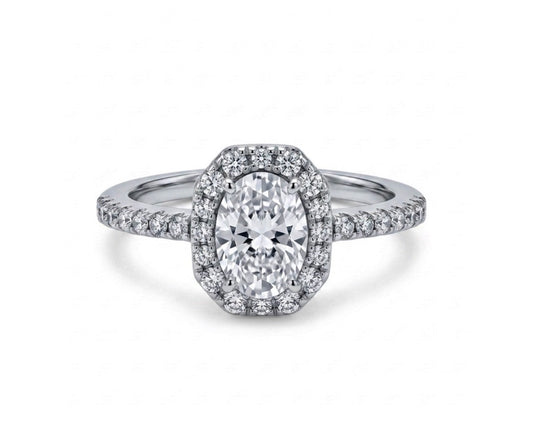 Sterling Silver Oval-cut stone Halo Ring