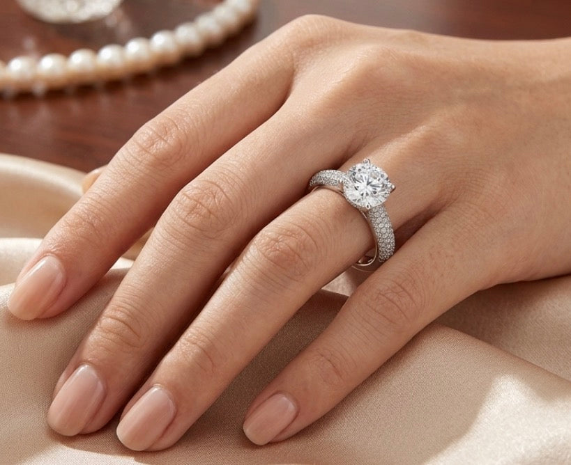 Sterling Silver 4-Prong Brilliant-cut Ring