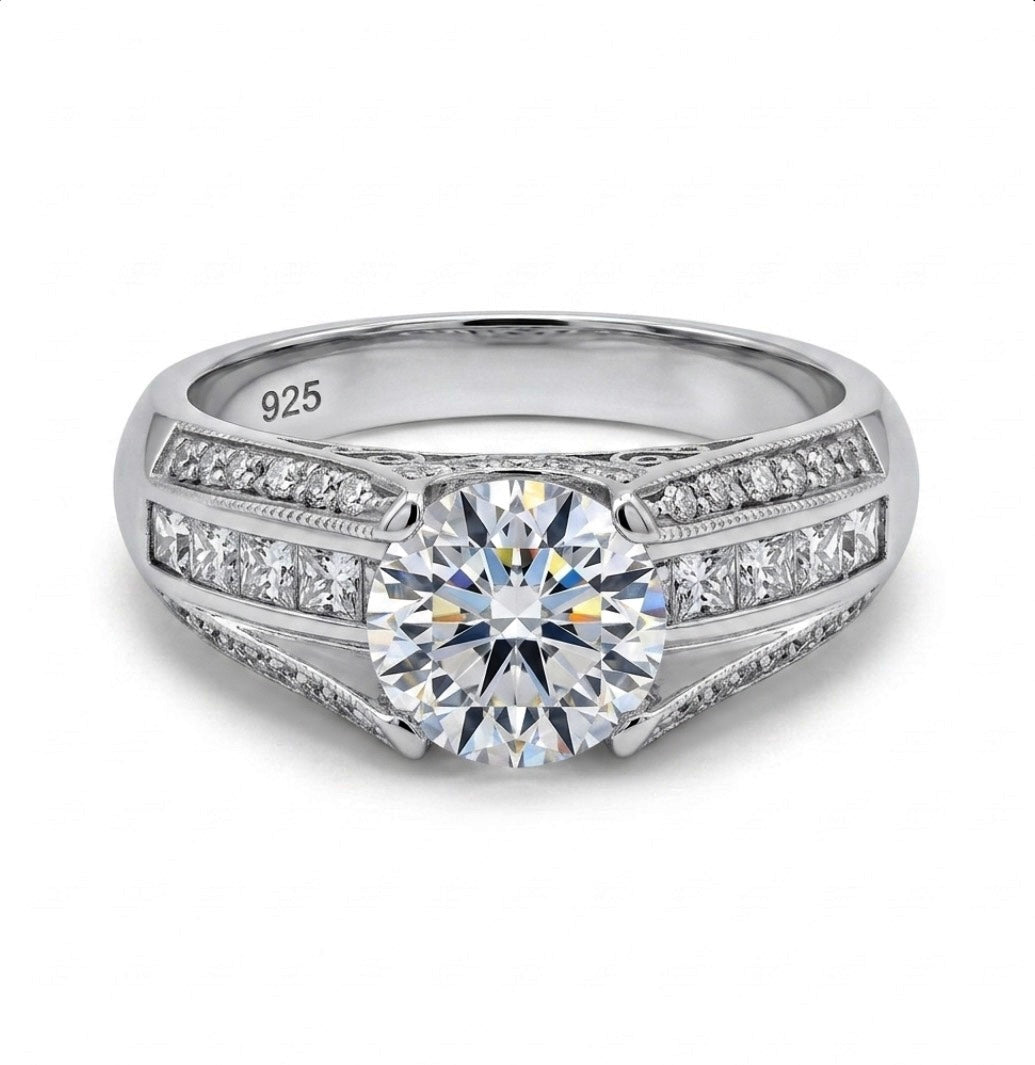 Sterling Silver Cathedral Style Vintage Design Ring