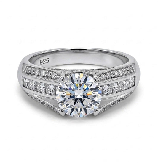 Sterling Silver Cathedral Style Vintage Design Ring