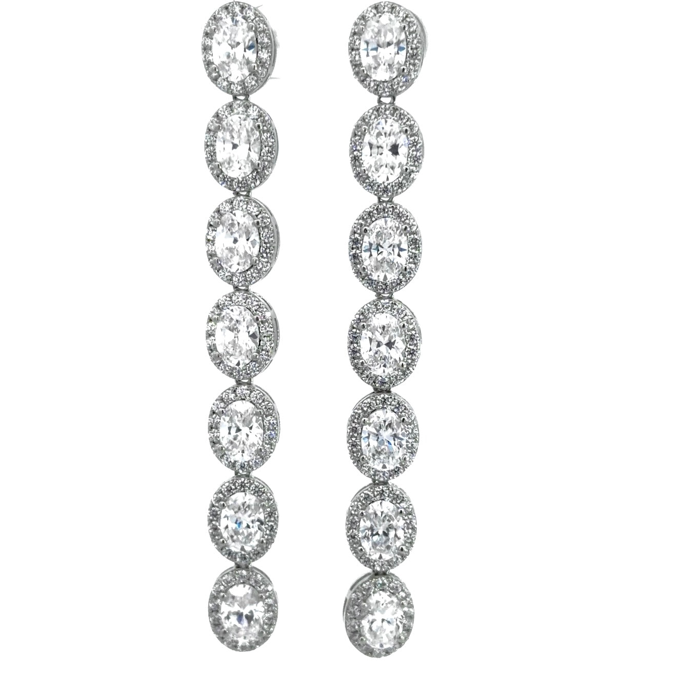 Sterling Silver Oval-cut Cubic Zirconia Drop Earrings