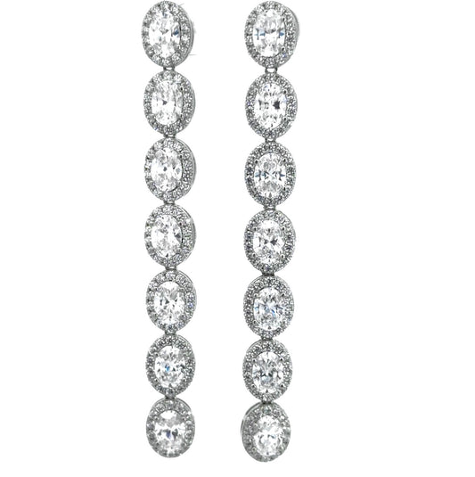 Sterling Silver Oval-cut Cubic Zirconia Drop Earrings
