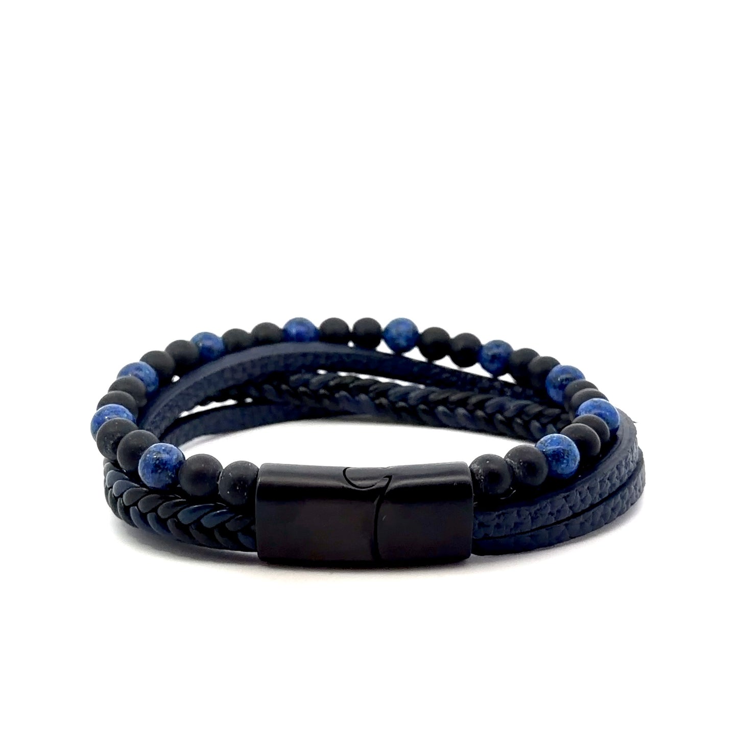 Stainless Steel with Beads and Leather Bracelet