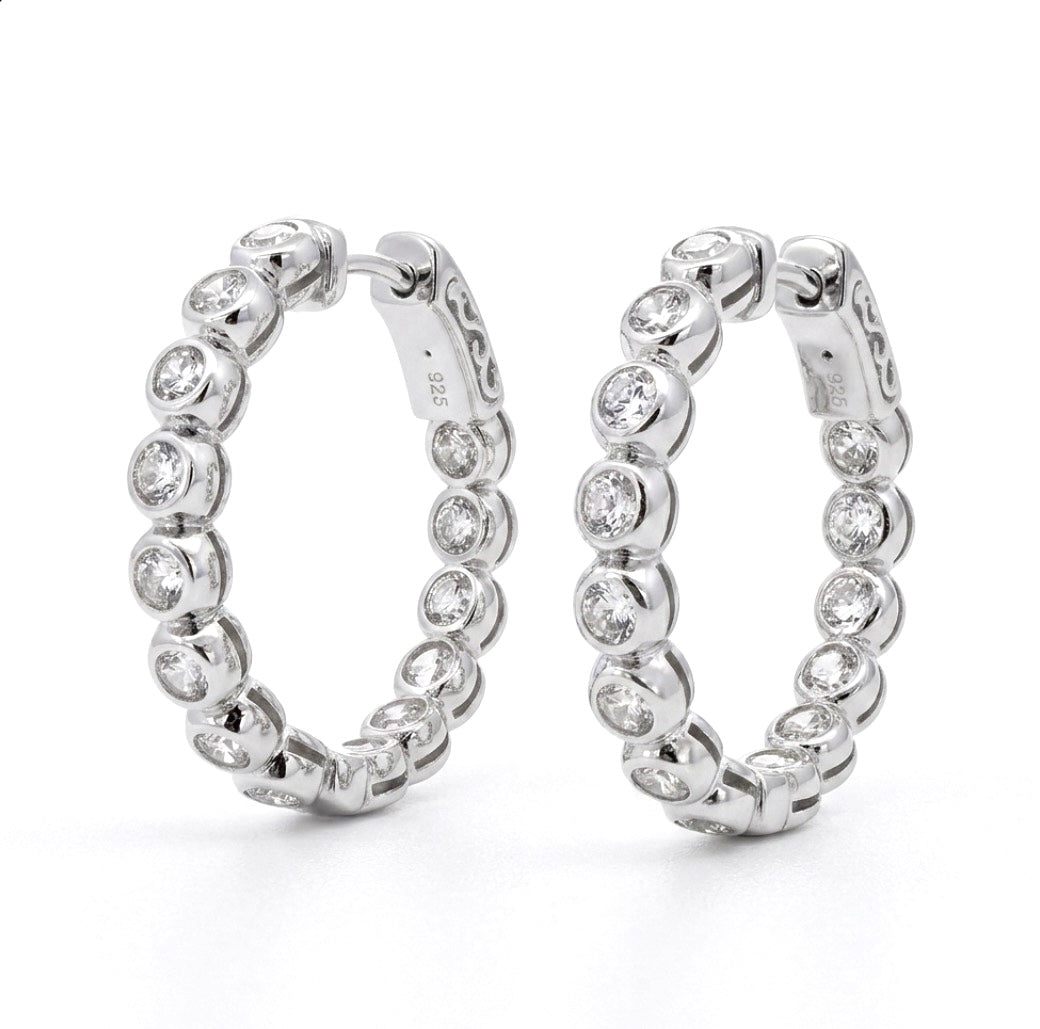 Inside-Out Round Shape 1.00-inch 1.96 ct. Hoop Earrings