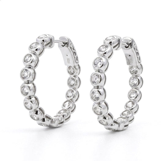 Inside-Out Round Shape 1.00-inch 1.96 ct. Hoop Earrings