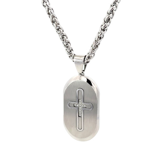 Stainless Steel Capsule Cross Pendant