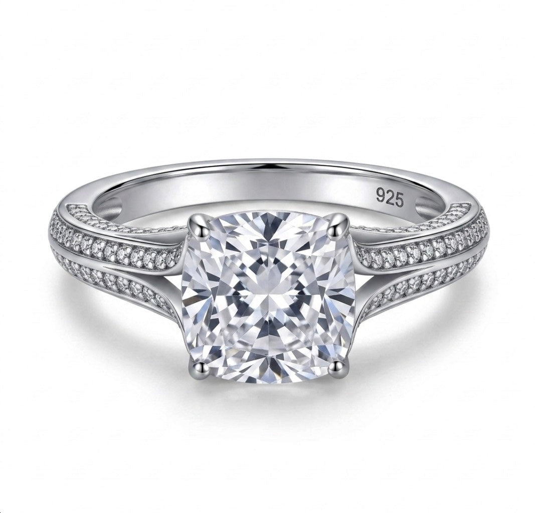 Sterling Silver Radiant Cushion Cut Ring