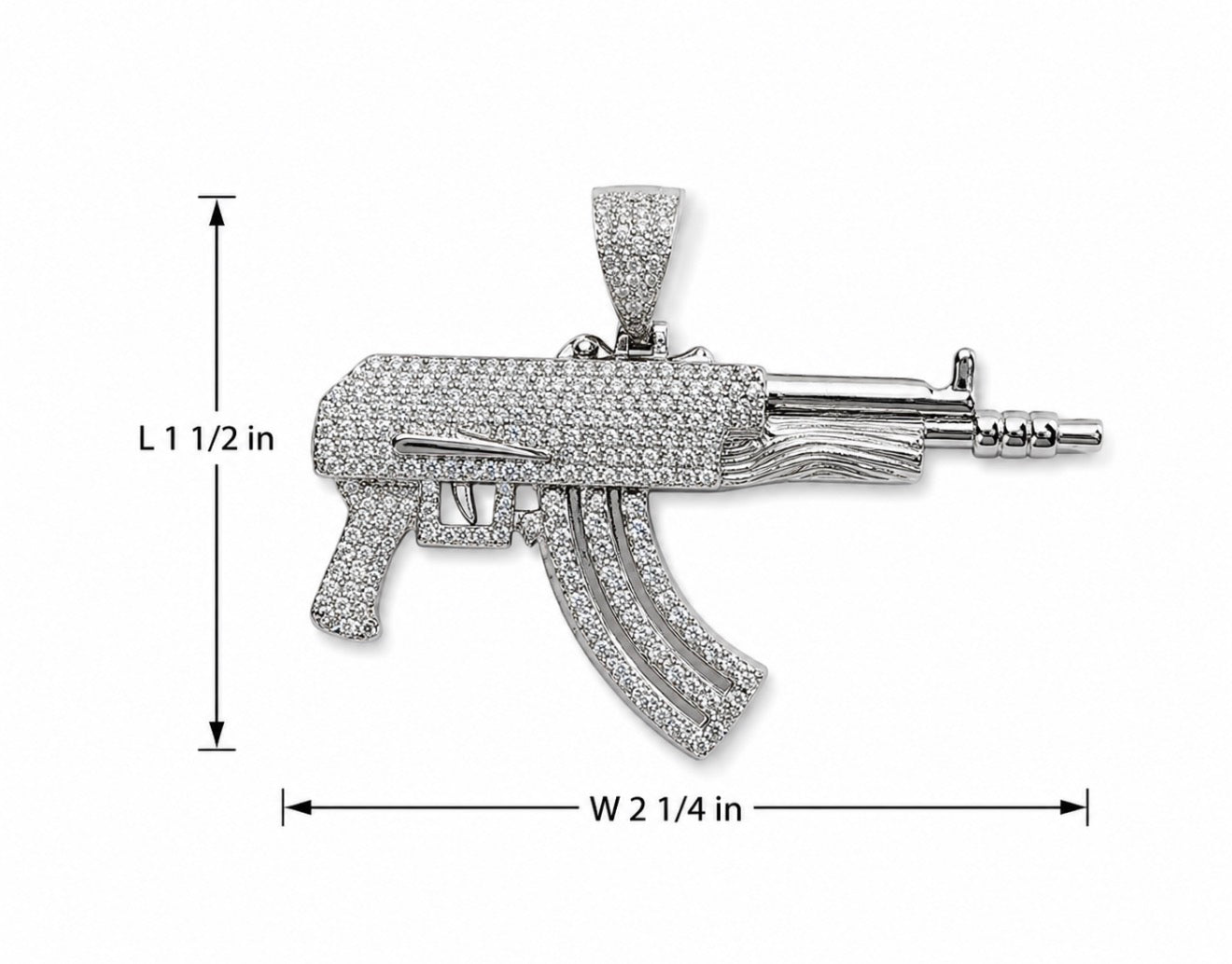 Sterling Silver Pave Encrusted Rifle Pendant