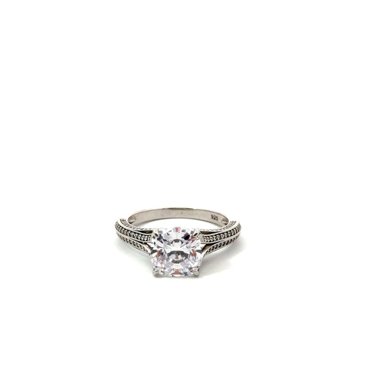 Sterling Silver Radiant Cushion Cut Ring