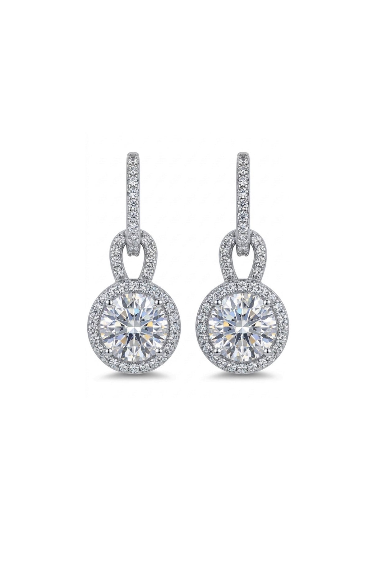 Sterling Silver Brilliant Cut Dangle Stud Earrings #
