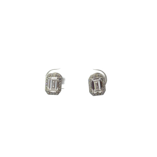 Sterling Silver Emerald Cut Stud Earrings