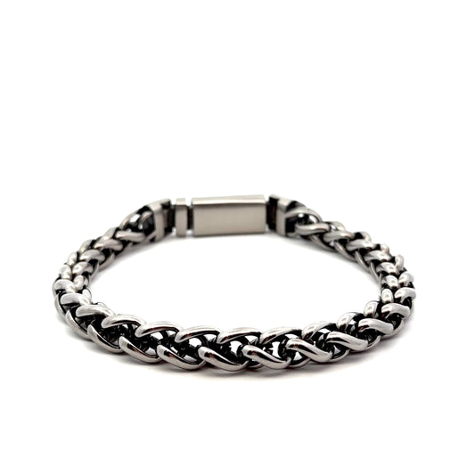 Stainless Steel Rustic Franco Bracelet with Fancy Clasp