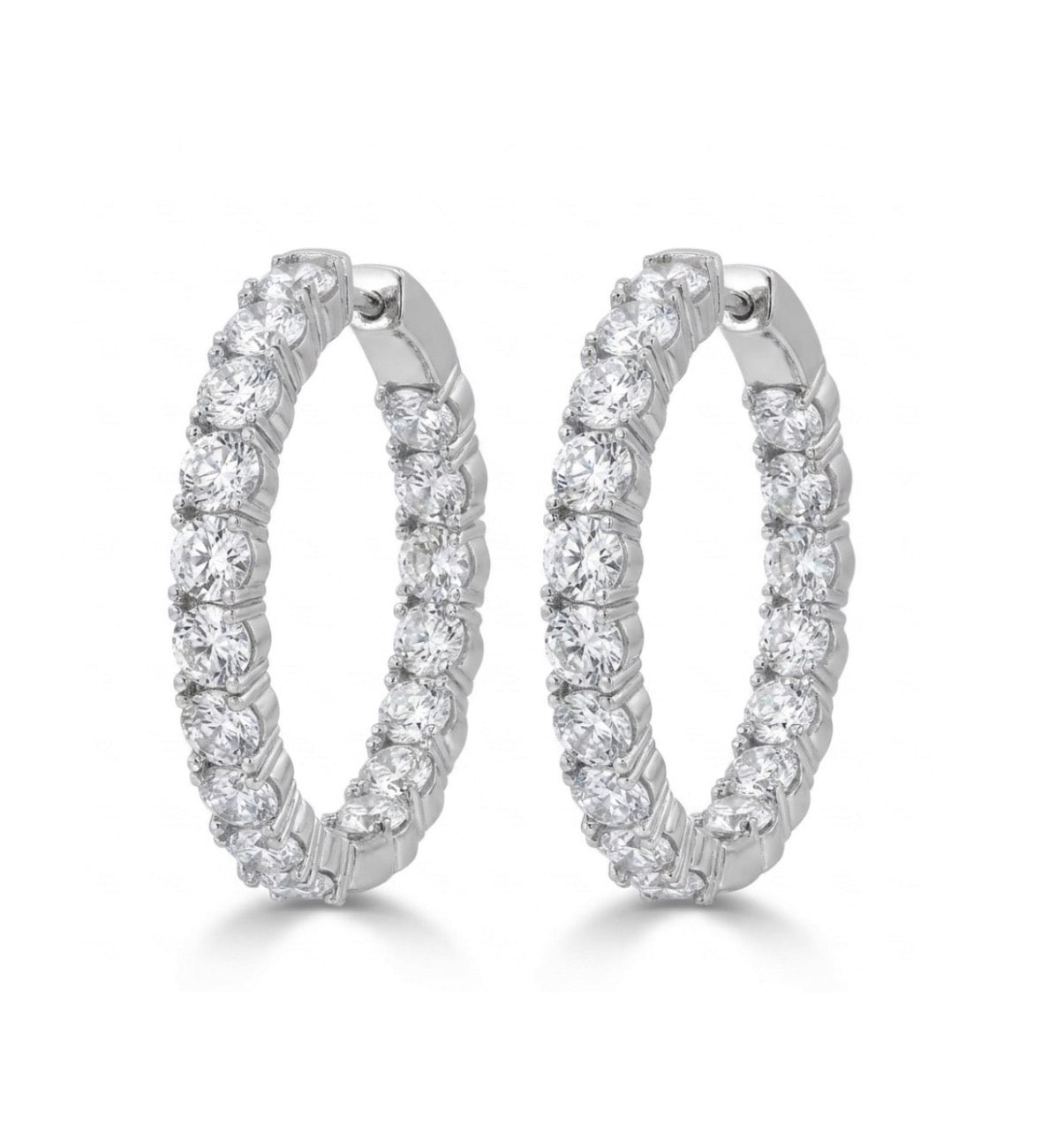 Inside-Out Round Shape 0.8 inch 2.9 ct Hoop Earrings