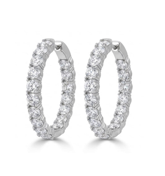 Inside-Out Round Shape 0.8 inch 2.9 ct Hoop Earrings