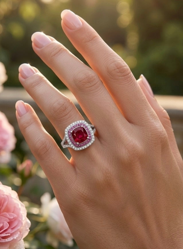 Sterling Silver Ruby Cocktail Ring