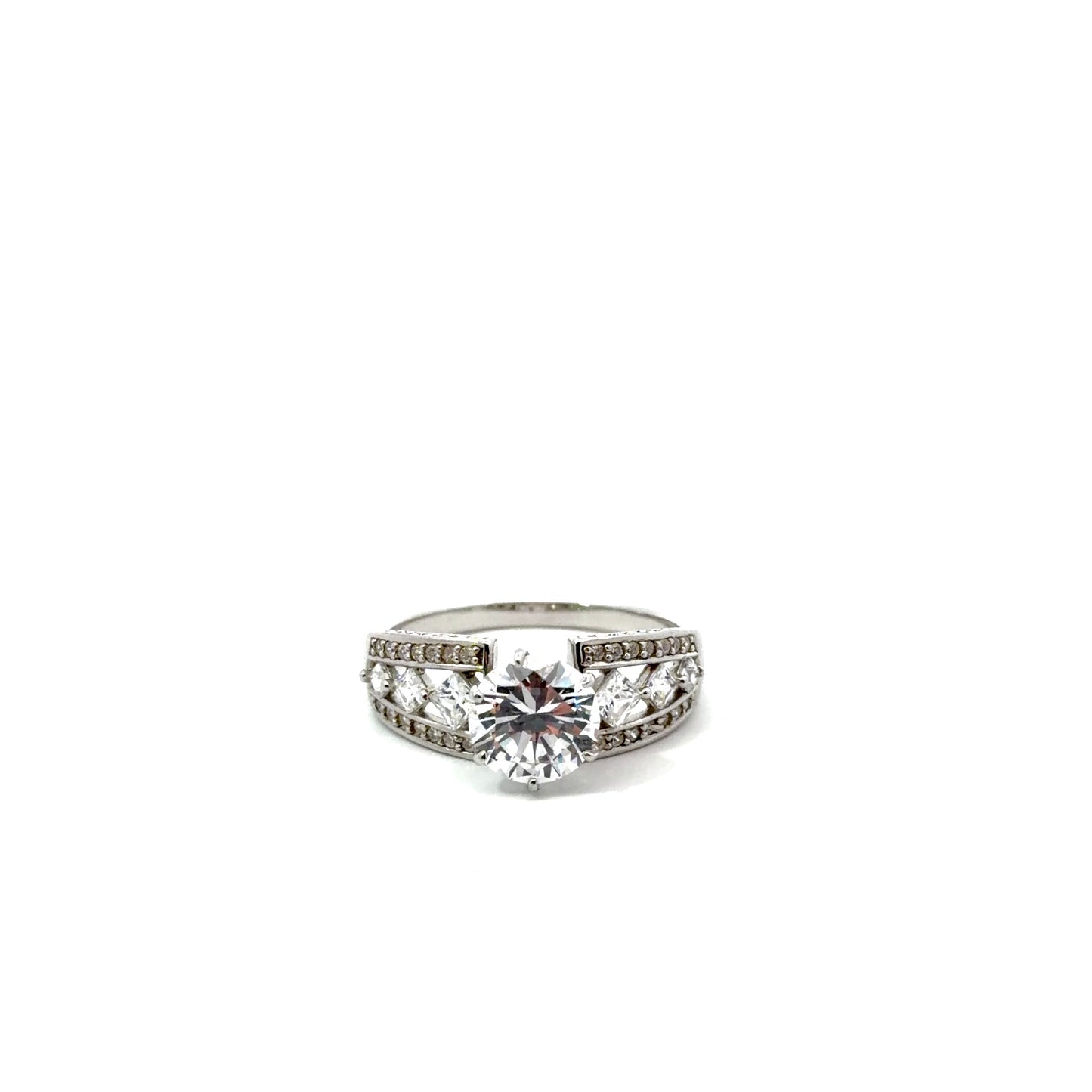 Sterling Silver Wide Band Solitaire Ring