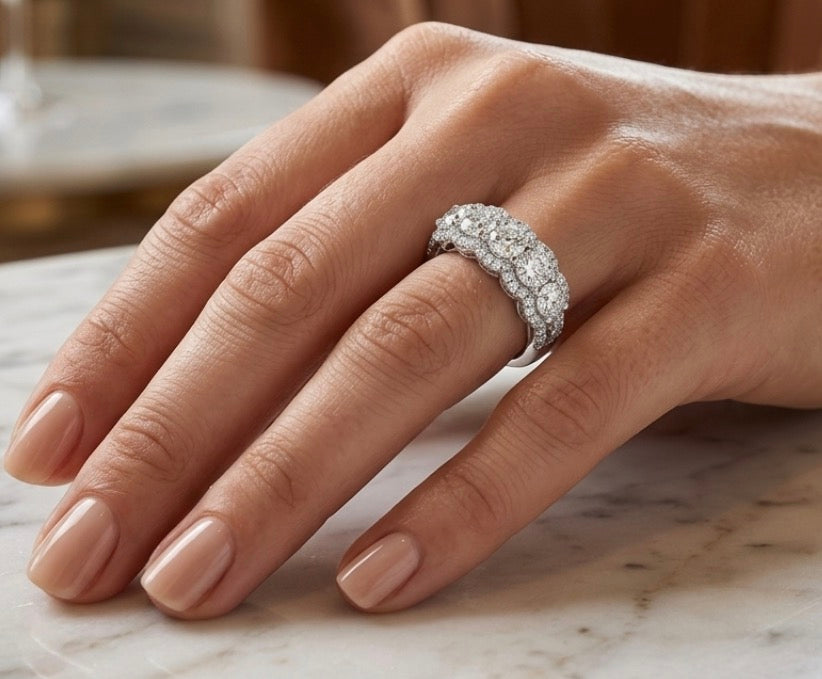 Sterling Silver 5-Stone Wide Ladies Band