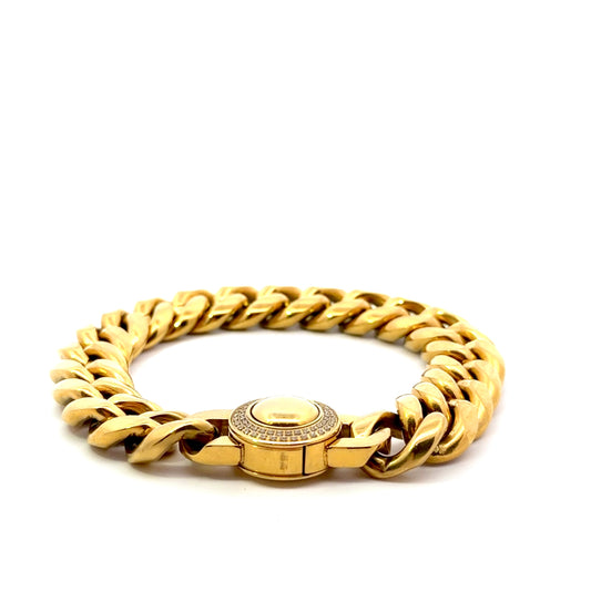 Gold Plated Mens Cuban Link Chain Bracelet