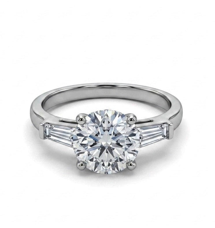 Sterling Silver 4-prong Brilliant -cut Ring