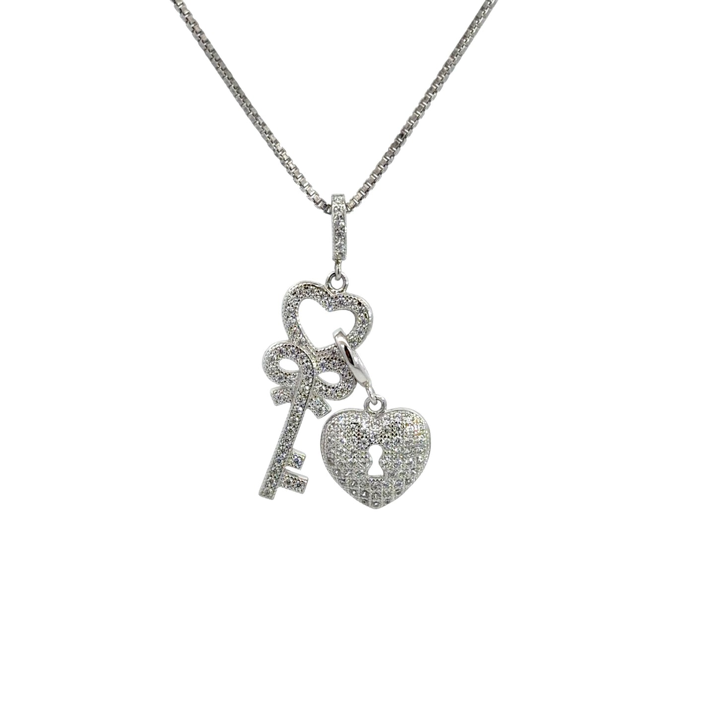 Heart Lock and Key Pendant Necklace