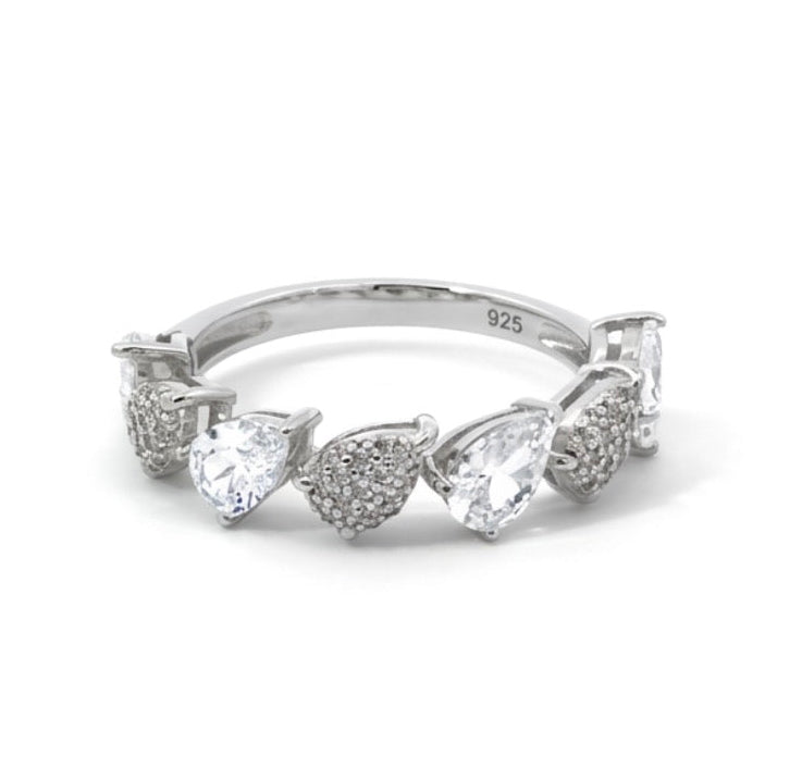 Sterling Silver Teardrop-cut Ladies Band