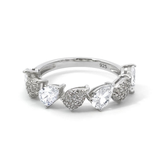 Sterling Silver Teardrop-cut Ladies Band