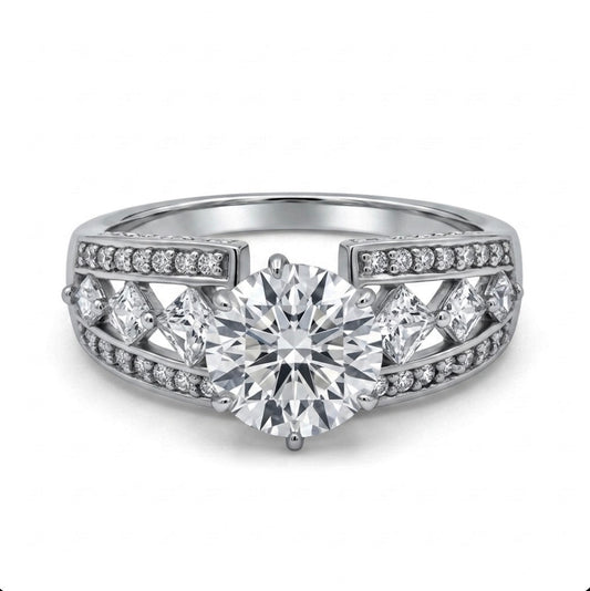 Sterling Silver 6-Prong Brilliant-cut Ring