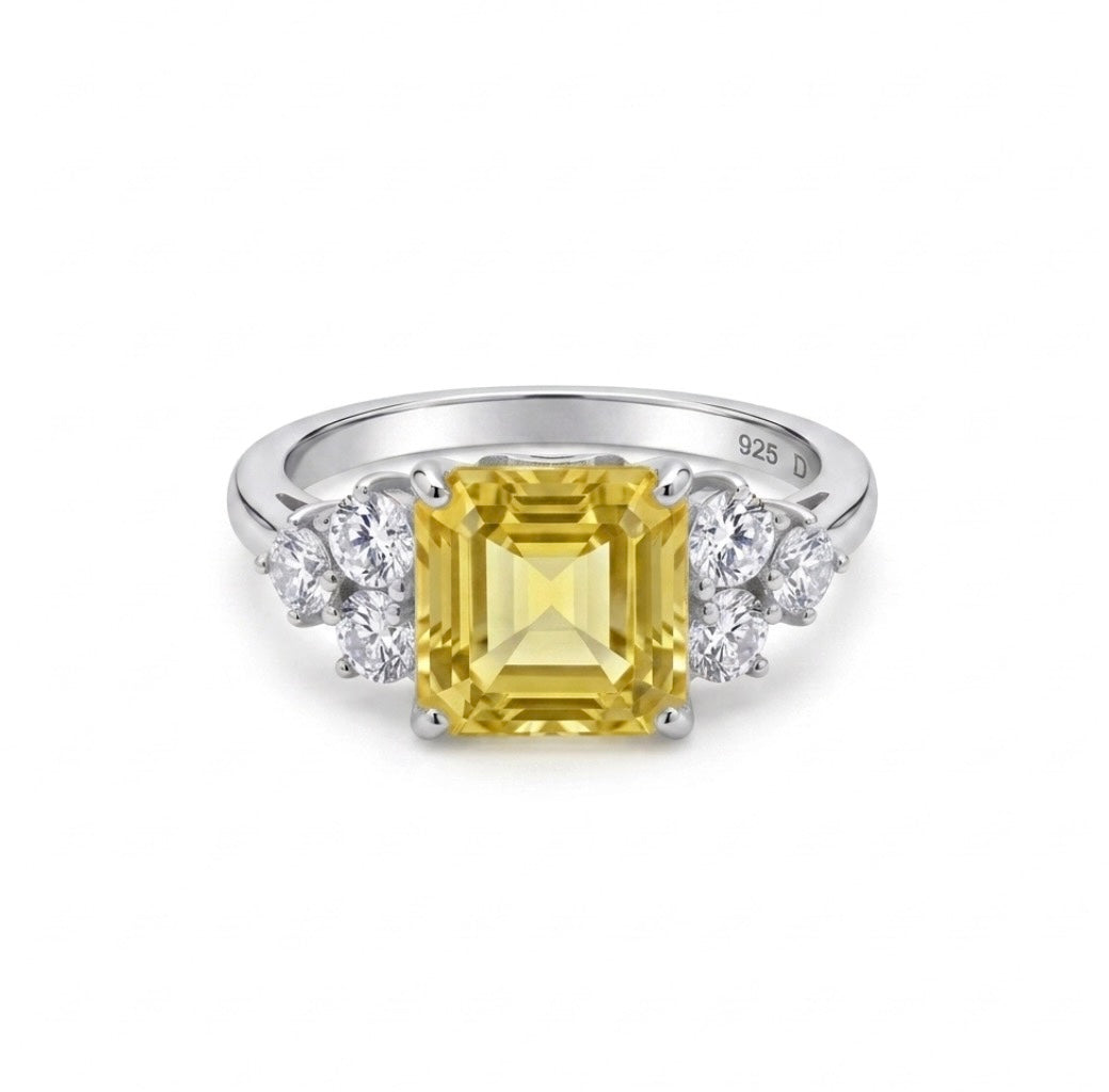 Sterling Silver Asscher-cut Cocktail  Ring