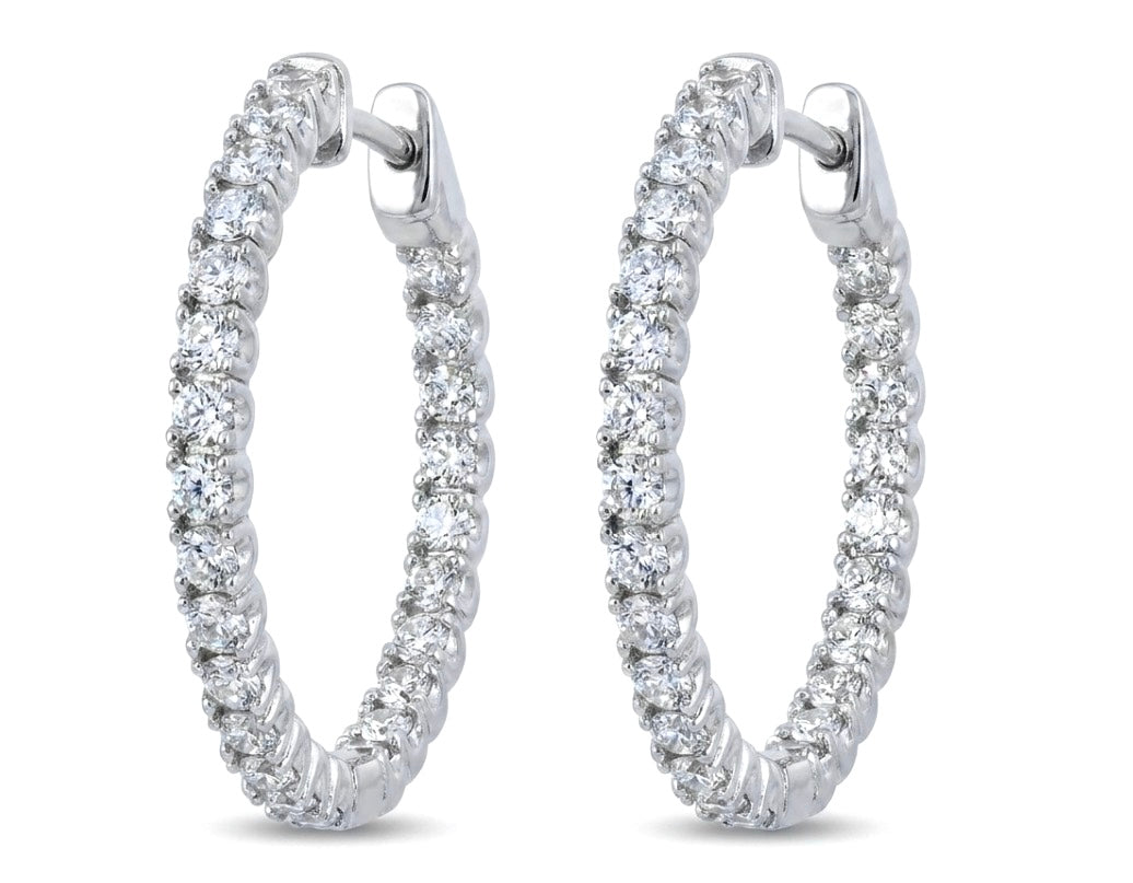 Inside-Out Round Shape 1.00-inch 1.50 ct.Hoop Earrings