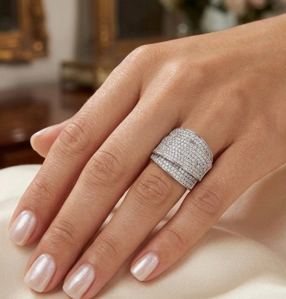 Sterling Silver Pave Cocktail Ring