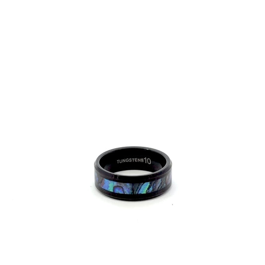 Black Tungsten Carbide Abalone Shell Inlay Men’s Wedding Band