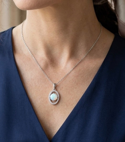 Sterling Silver Opal Necklace