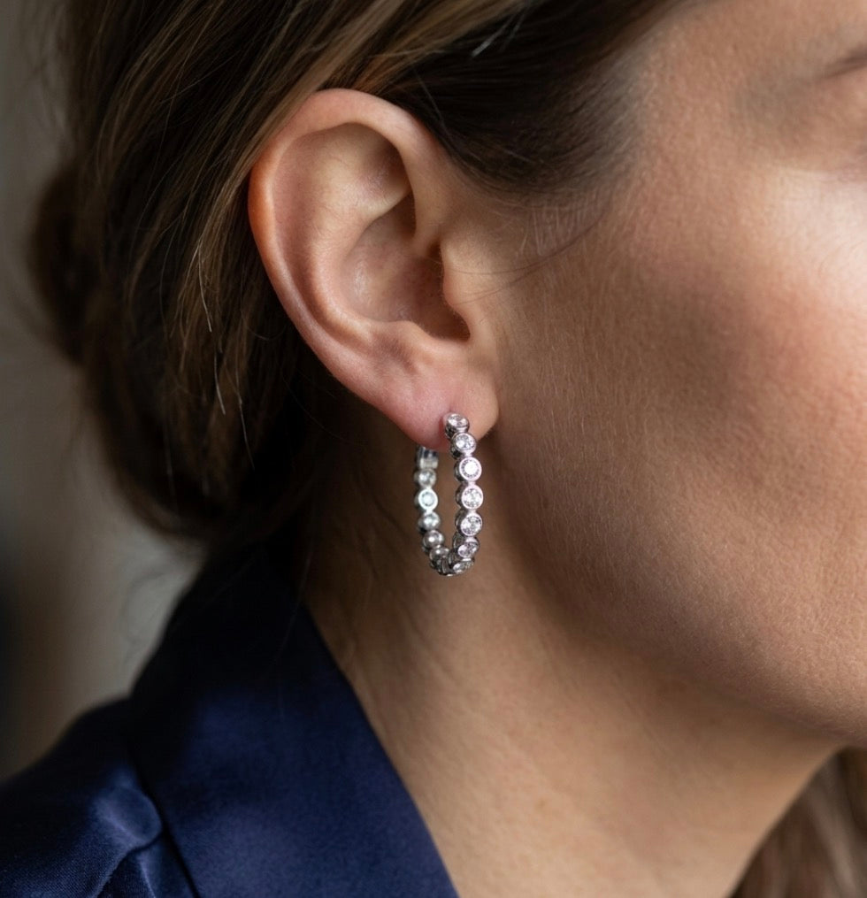 Inside-Out Round Shape 1.00-inch 1.96 ct. Hoop Earrings