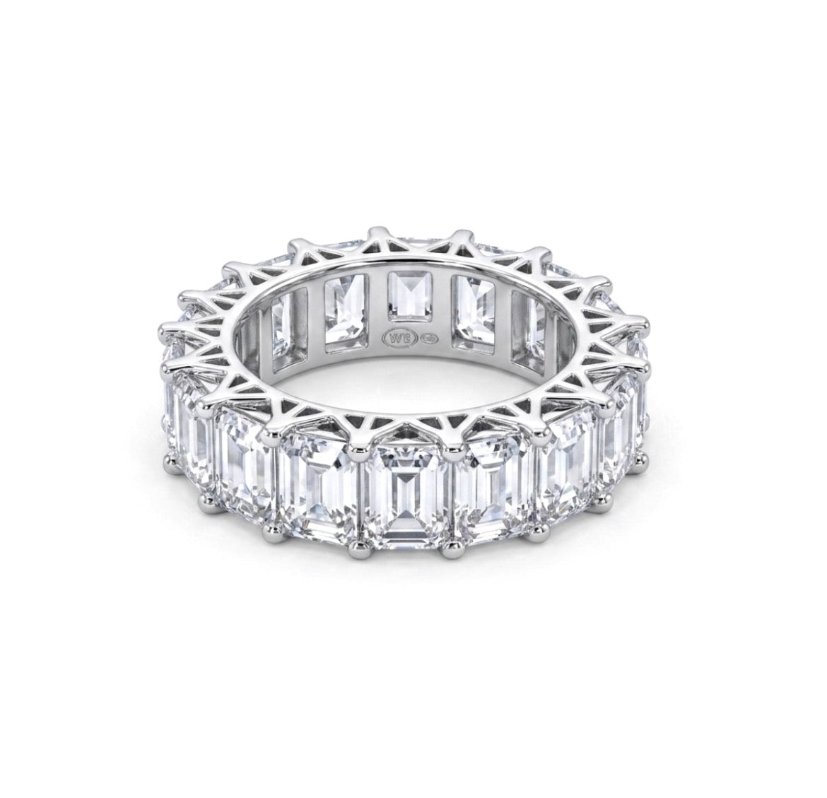 Sterling Silver Emerald-cut Eternity Ladies Band