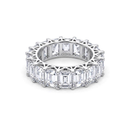 Sterling Silver Emerald-cut Eternity Ladies Band