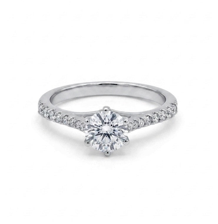 Sterling Silver 6-prong Brilliant Cut Ring
