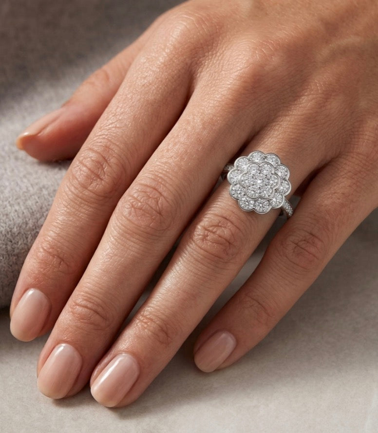 Sterling Silver Floral Design Ring