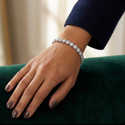 Sterling Silver Round Cubic Zirconia Tennis Bracelet