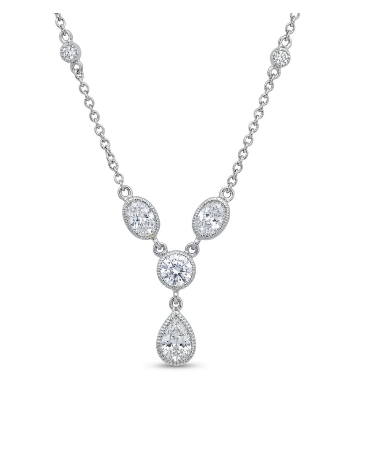 Sterling Silver Vintage Bezel Teardrop-Cut Necklace